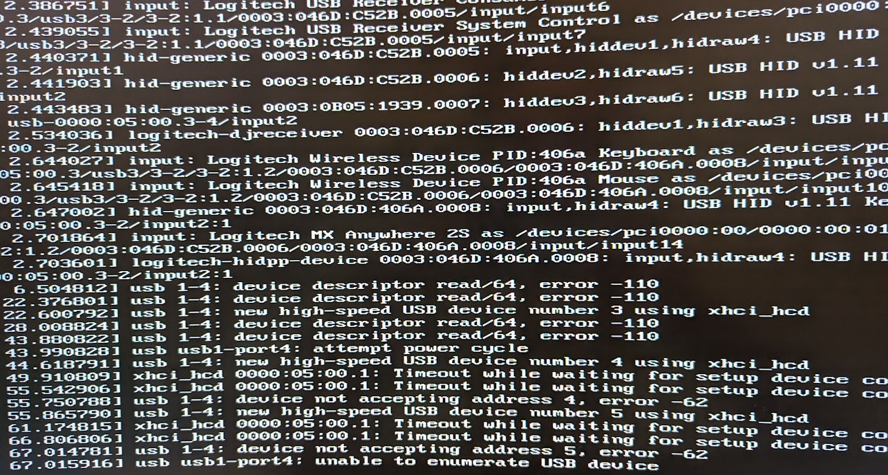 Photo of timeout errors during boot sequence